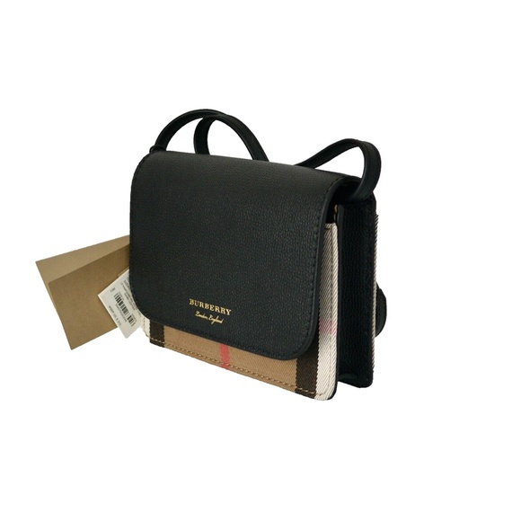 NWT BURBERRY HOUSE CHECK DERBY LEATHER HAMPSHIRE CROSSBODY BAG CLUTCH - Picture 4 of 10